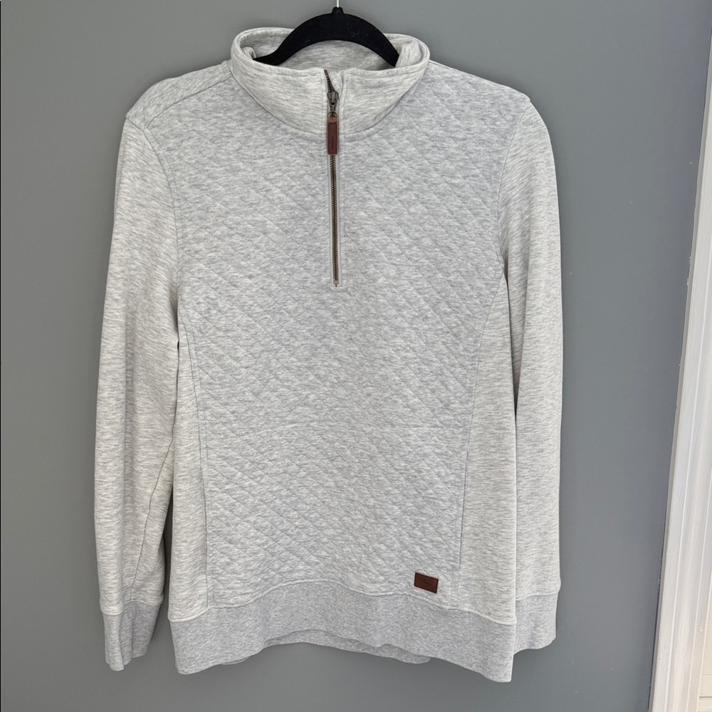 L.L. Bean Light Gray Quilted Crew Neck Sweater